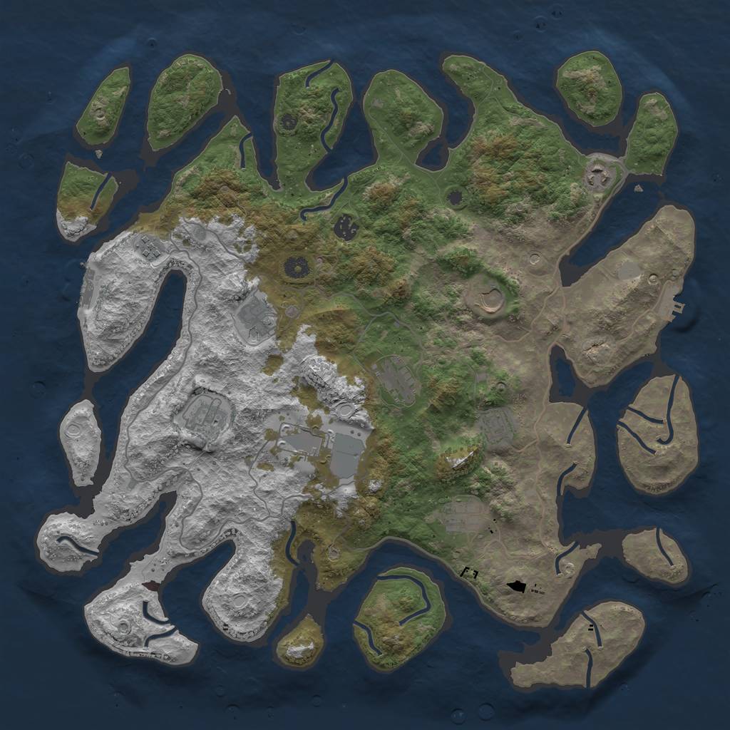 Rust Map: Procedural Map, Size: 4500, Seed: 4521237, 18 Monuments