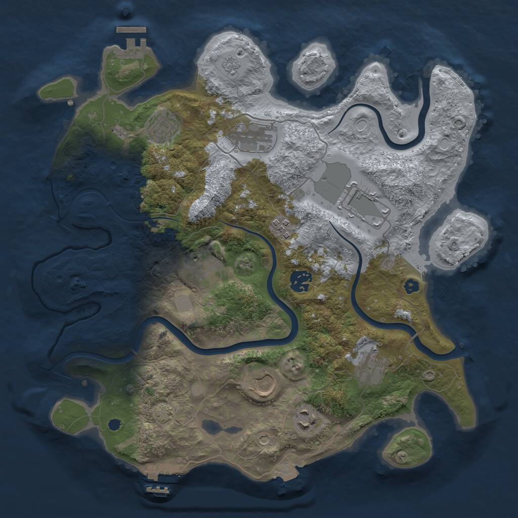 Rust Map: Procedural Map, Size: 3500, Seed: 5450909, 15 Monuments
