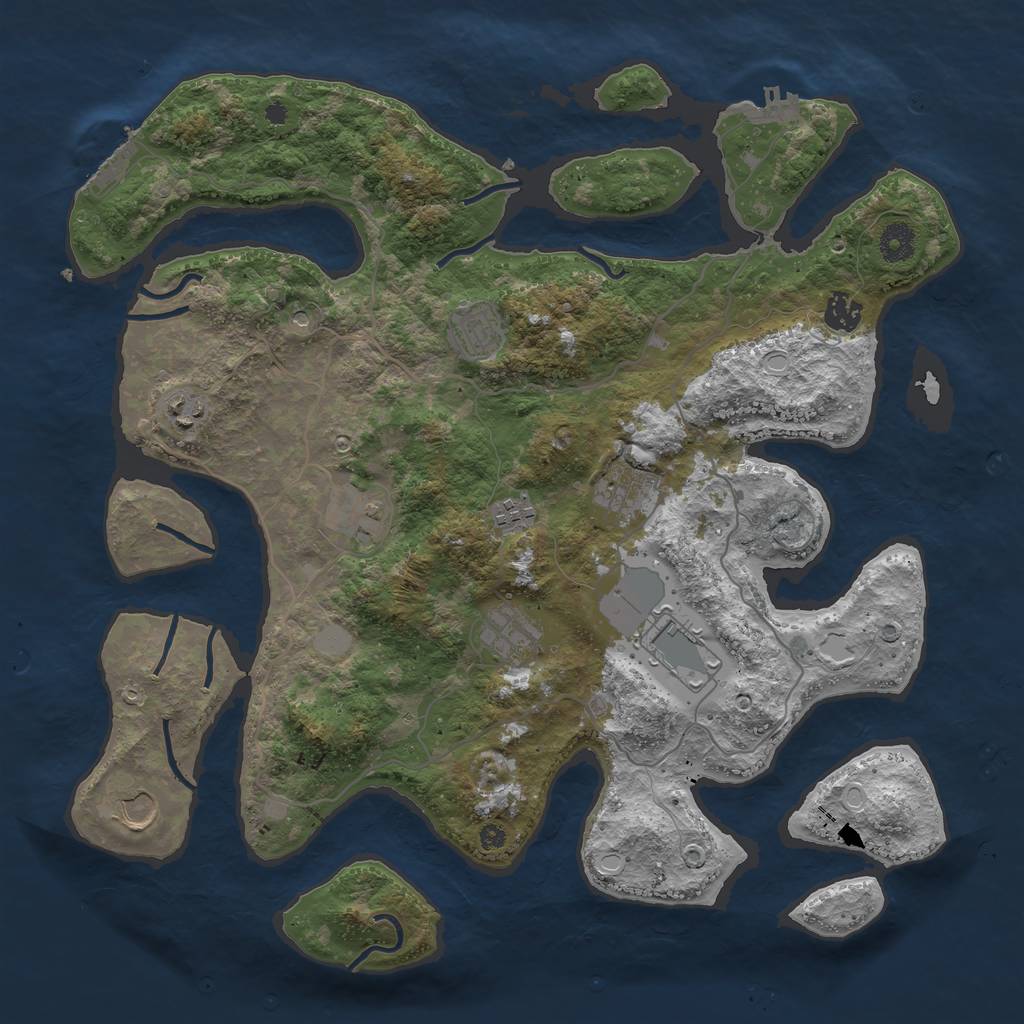 Rust Map: Procedural Map, Size: 4000, Seed: 346453, 17 Monuments
