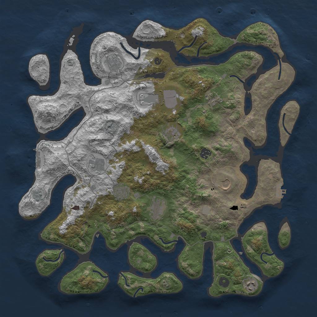 Rust Map: Procedural Map, Size: 4500, Seed: 4017115, 19 Monuments