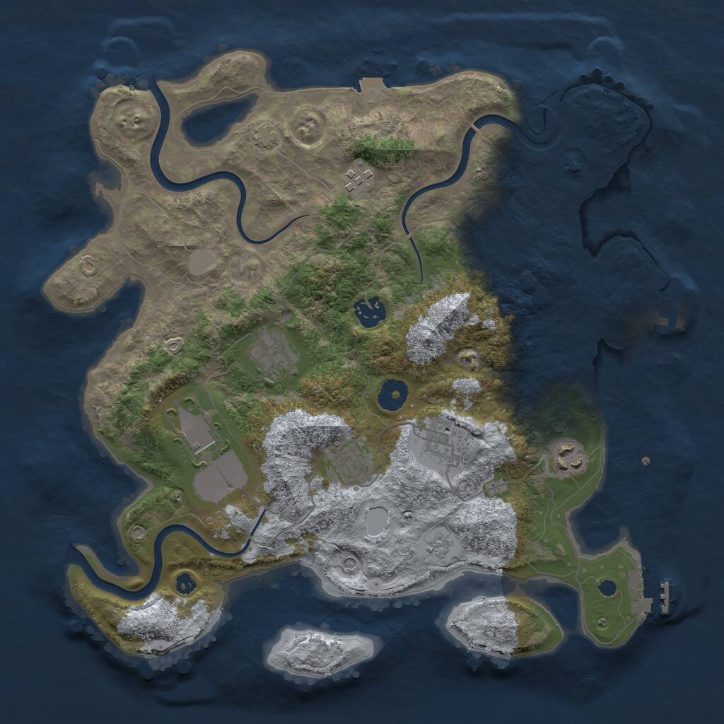 Rust Map: Procedural Map, Size: 3550, Seed: 853298, 14 Monuments