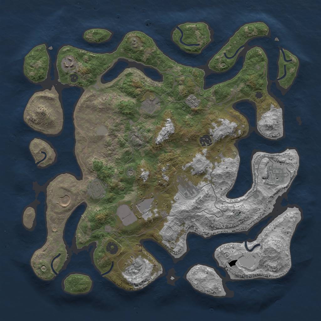 Rust Map: Procedural Map, Size: 4000, Seed: 425357, 16 Monuments