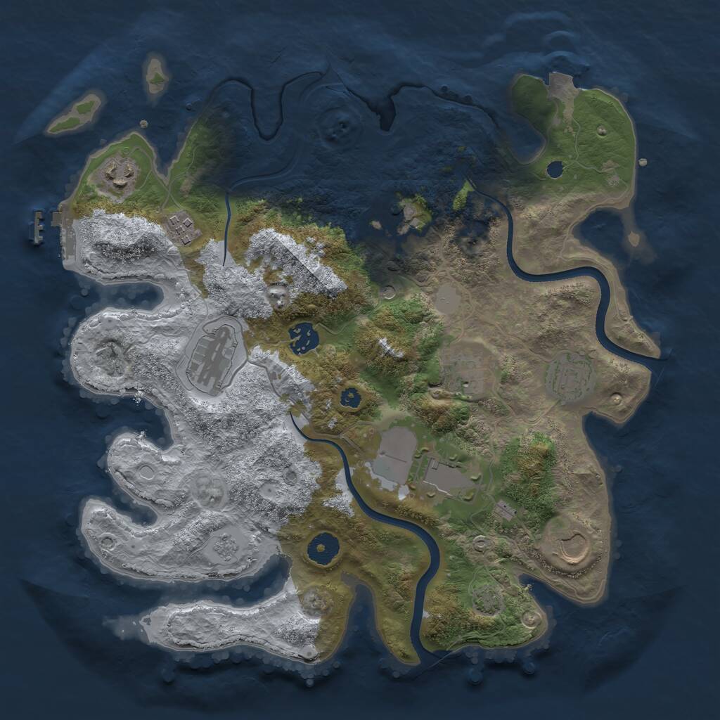 Rust Map: Procedural Map, Size: 3500, Seed: 4537088, 14 Monuments