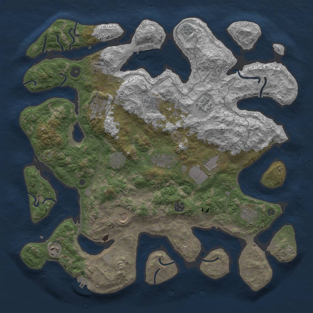 Rust Map: Procedural Map, Size: 4500, Seed: 768738, 19 Monuments