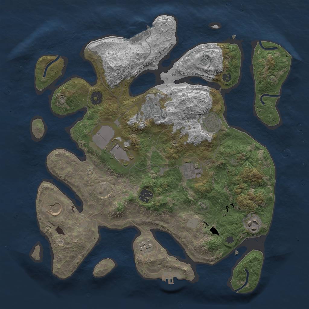 Rust Map: Procedural Map, Size: 3550, Seed: 780140, 16 Monuments