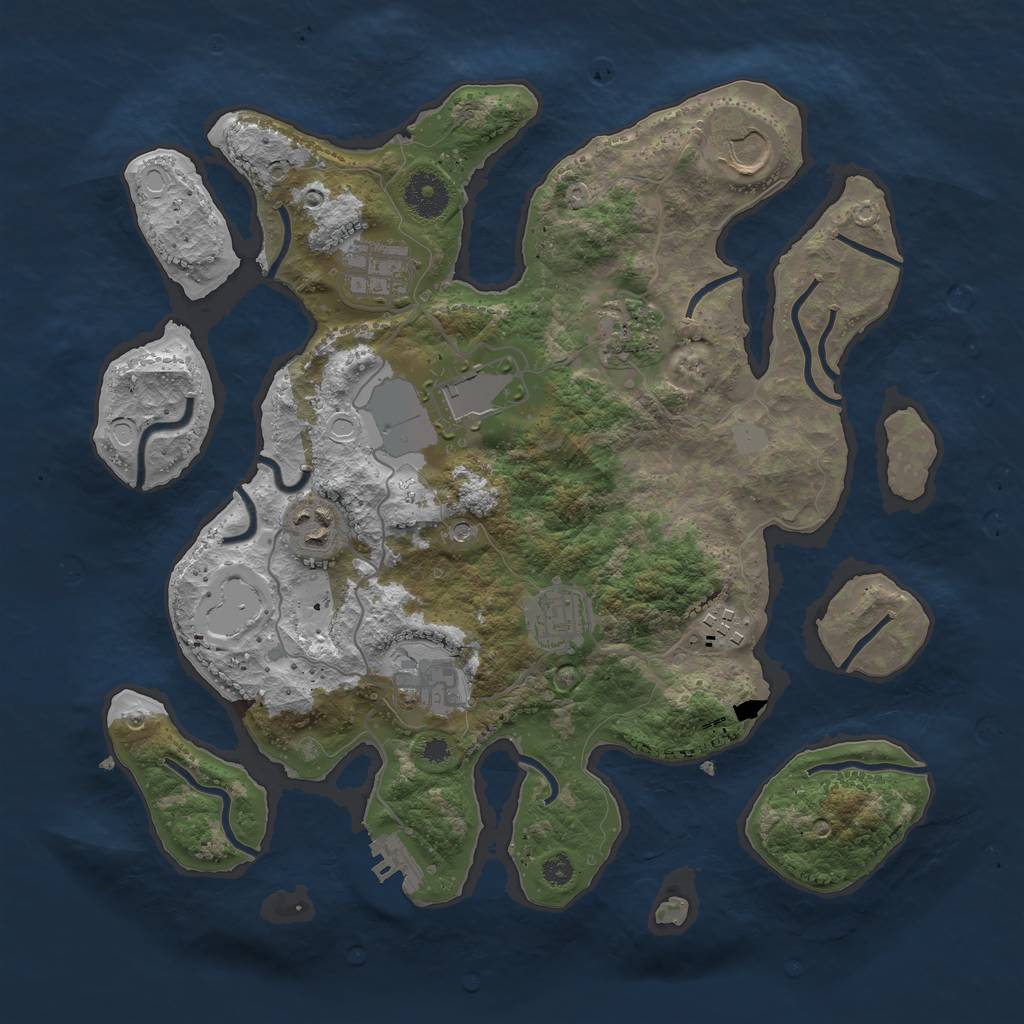 Rust Map: Procedural Map, Size: 3500, Seed: 1501304, 15 Monuments