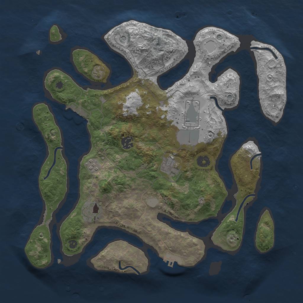 Rust Map: Procedural Map, Size: 3550, Seed: 120762, 13 Monuments