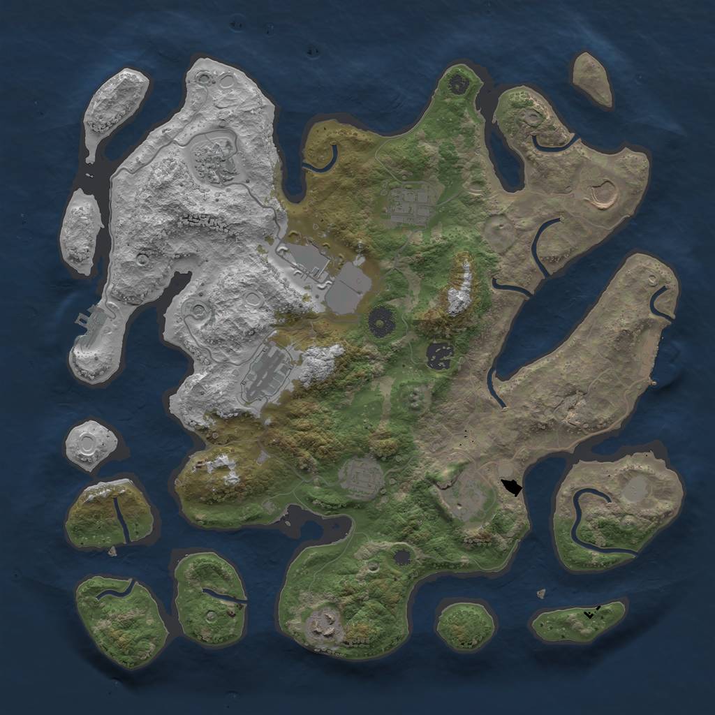 Rust Map: Procedural Map, Size: 3750, Seed: 2124006, 17 Monuments