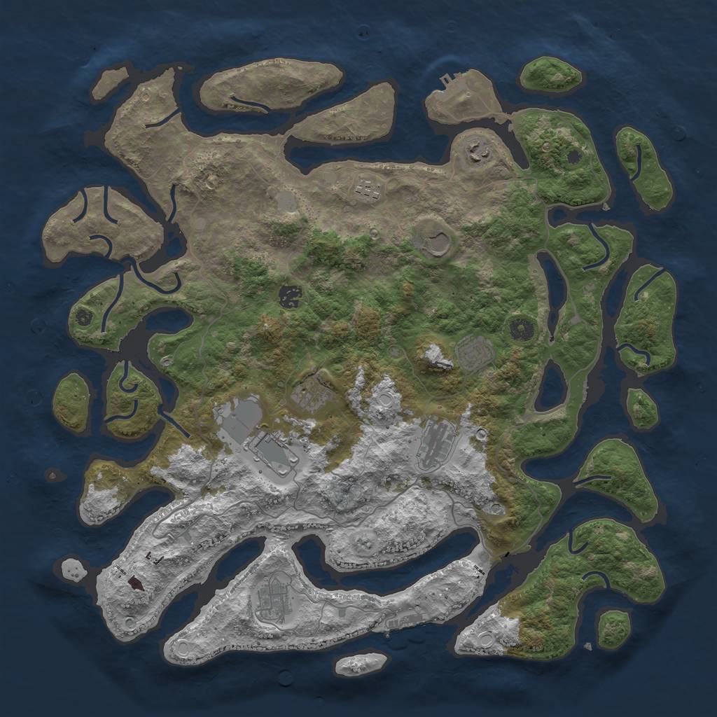 Rust Map: Procedural Map, Size: 4500, Seed: 3398043, 17 Monuments