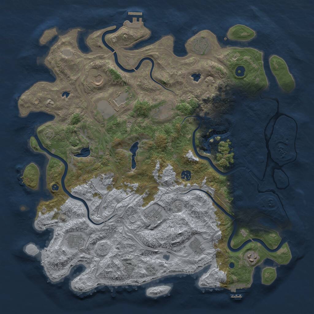 Rust Map: Procedural Map, Size: 4500, Seed: 3398043, 17 Monuments