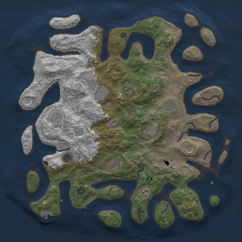 Rust Map: Procedural Map, Size: 4500, Seed: 1745914, 18 Monuments