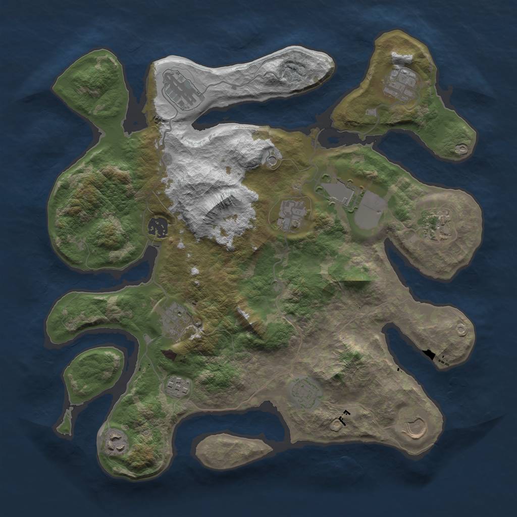 Rust Map: Barren, Size: 3750, Seed: 1920818424, 14 Monuments