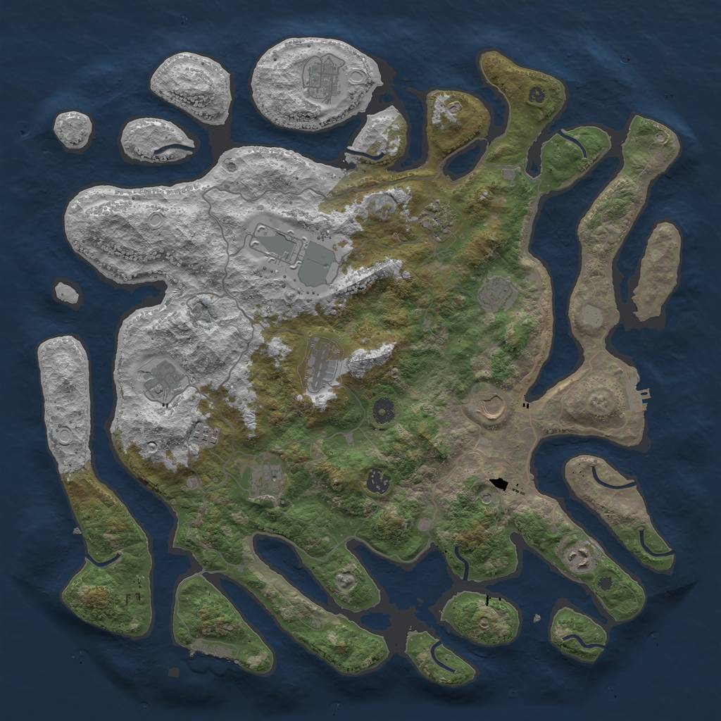 Rust Map: Procedural Map, Size: 4500, Seed: 4031878, 19 Monuments
