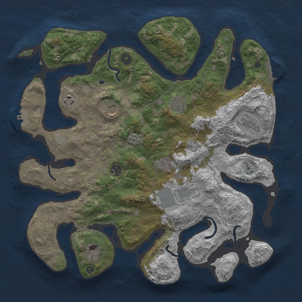 Rust Map: Procedural Map, Size: 4000, Seed: 857706, 17 Monuments