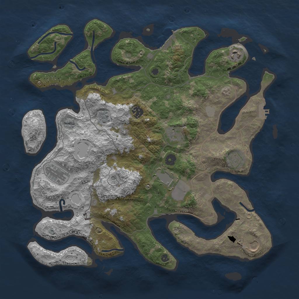 Rust Map: Procedural Map, Size: 4000, Seed: 958927801, 16 Monuments