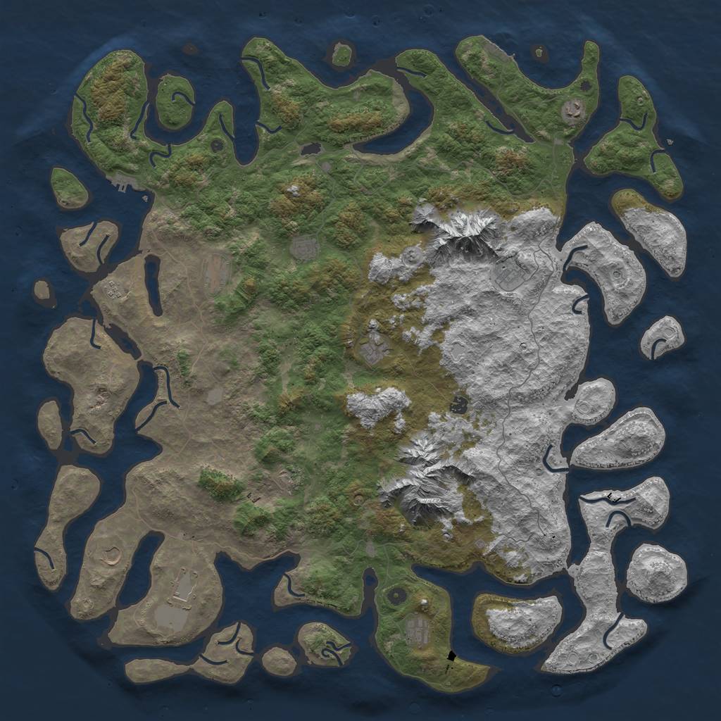 Rust Map: Procedural Map, Size: 6000, Seed: 666999123, 19 Monuments