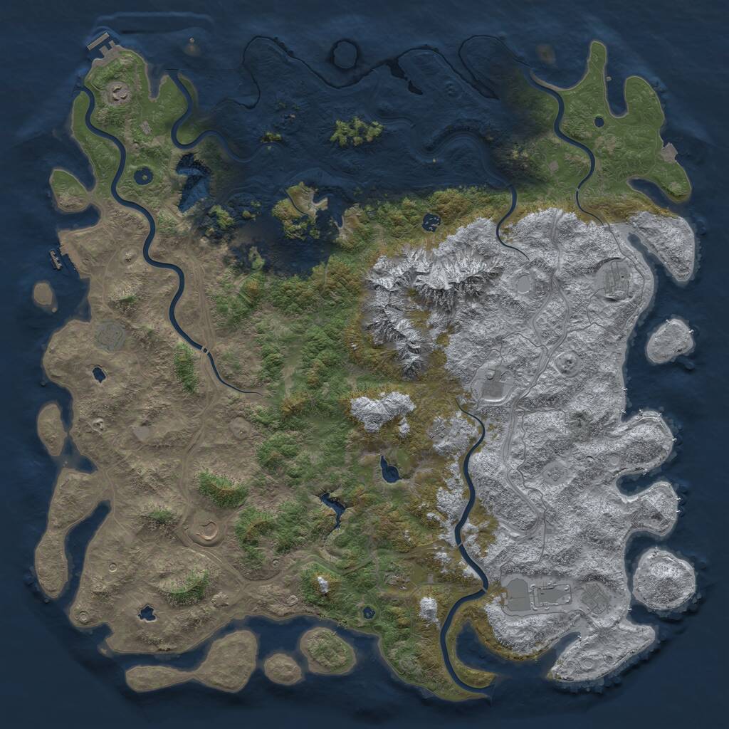 Rust Map: Procedural Map, Size: 6000, Seed: 666999123, 17 Monuments