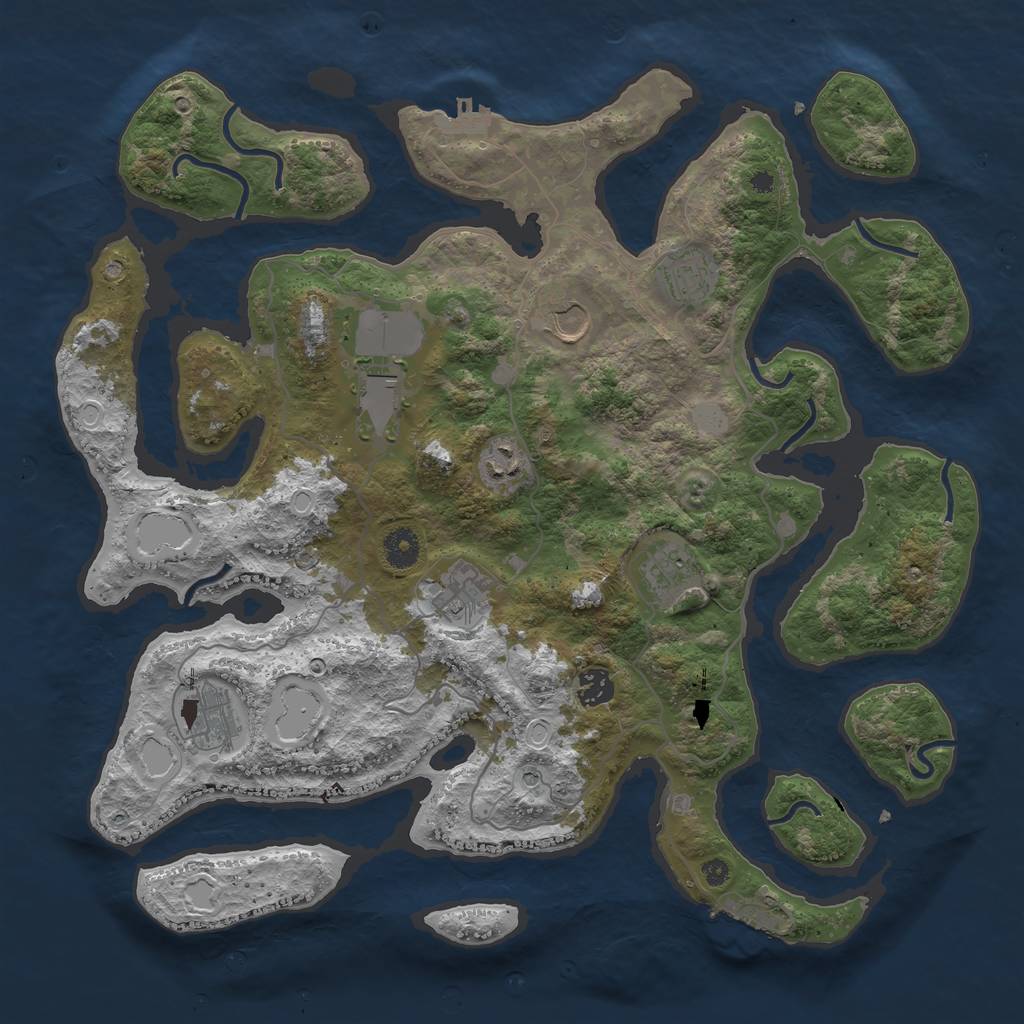 Rust Map: Procedural Map, Size: 4000, Seed: 763773, 16 Monuments