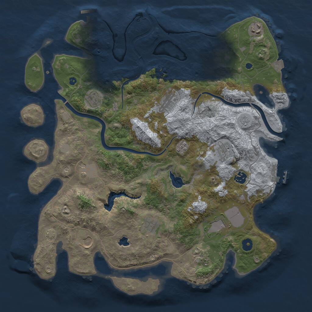 Rust Map: Procedural Map, Size: 4000, Seed: 962964, 17 Monuments