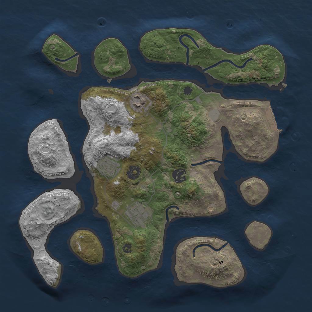 Rust Map: Procedural Map, Size: 3200, Seed: 55732178, 10 Monuments