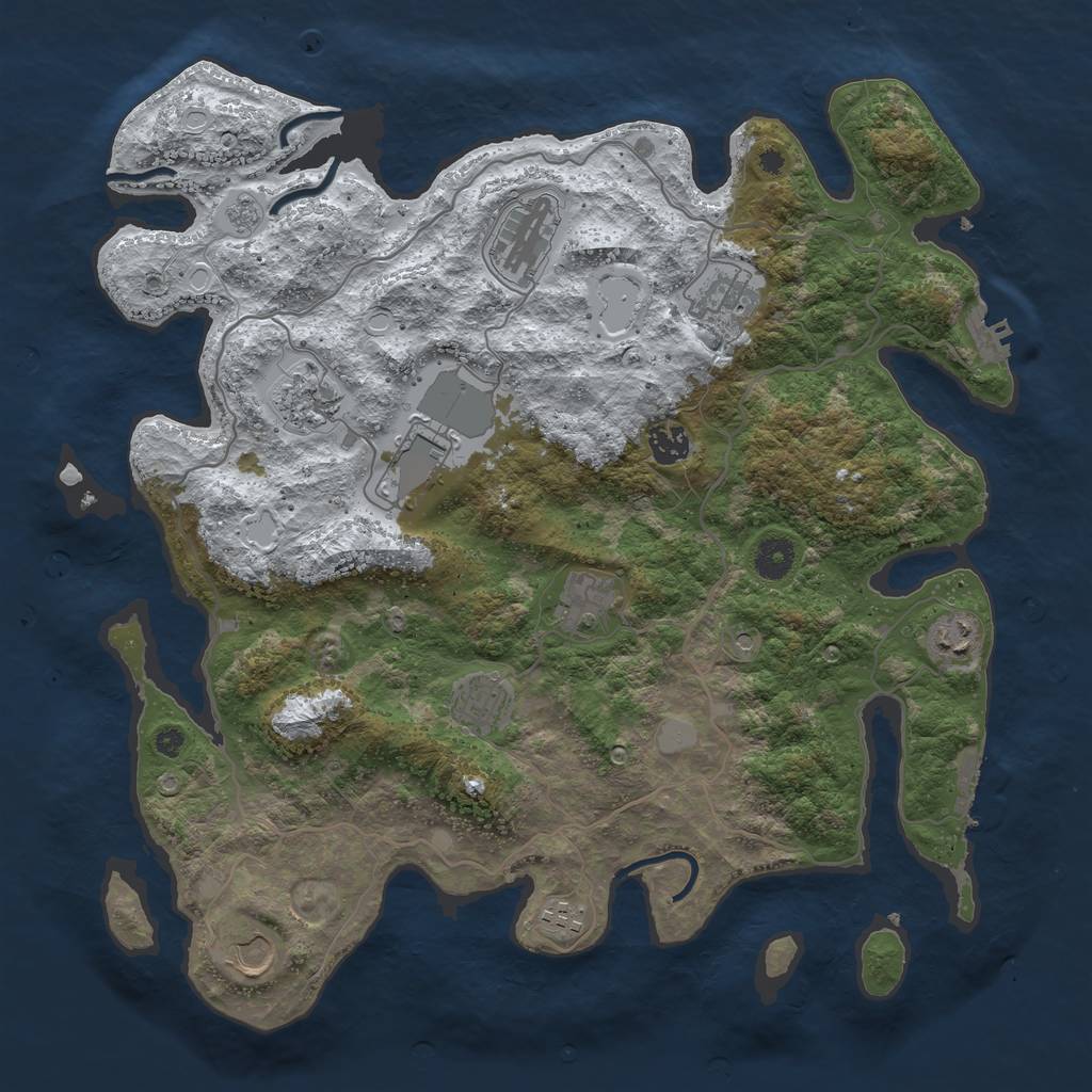 Rust Map: Procedural Map, Size: 4000, Seed: 2327818, 19 Monuments