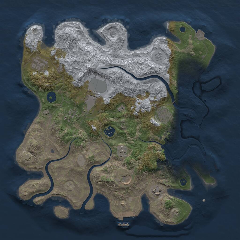 Rust Map: Procedural Map, Size: 3500, Seed: 45256241, 14 Monuments