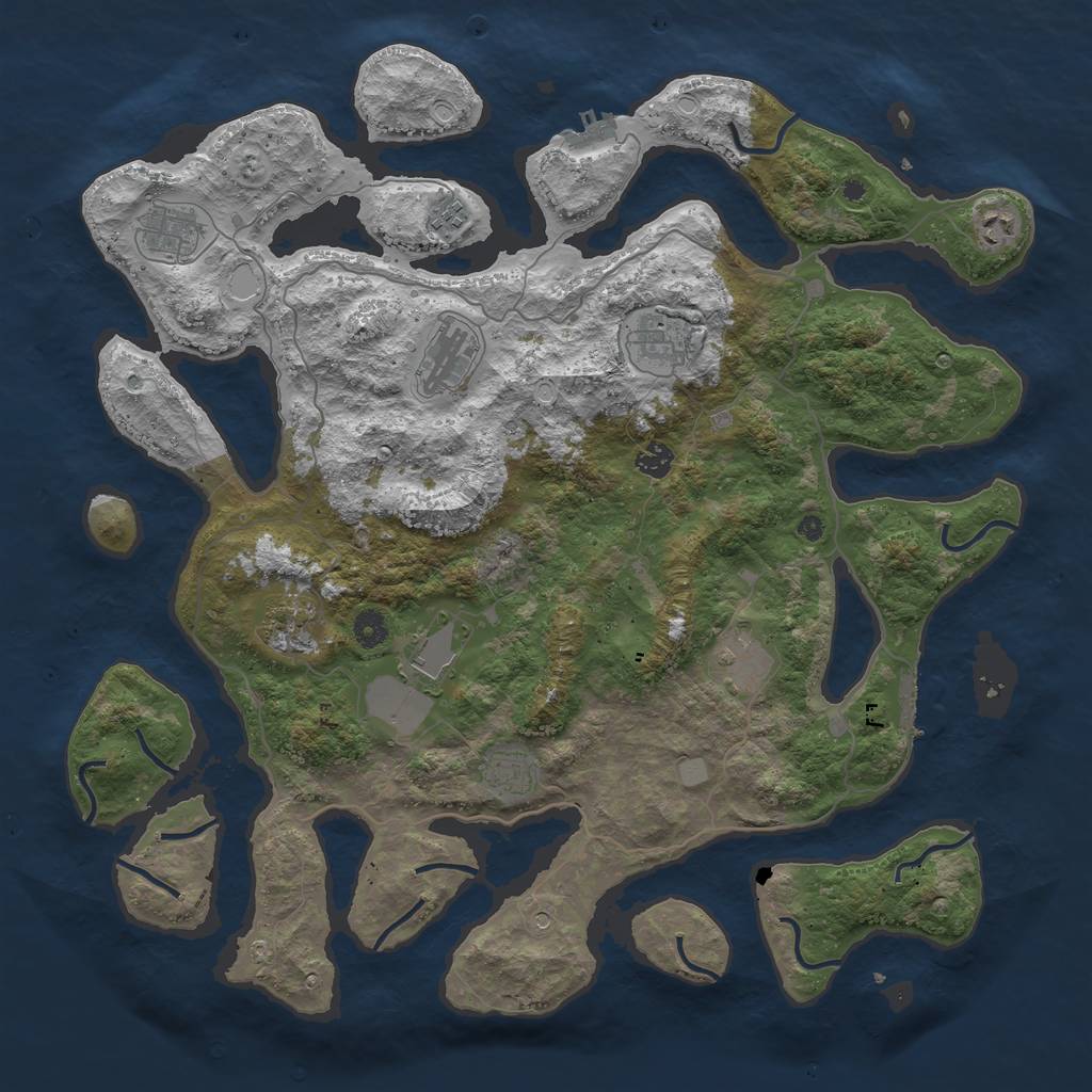 Rust Map: Procedural Map, Size: 4500, Seed: 4398410, 18 Monuments