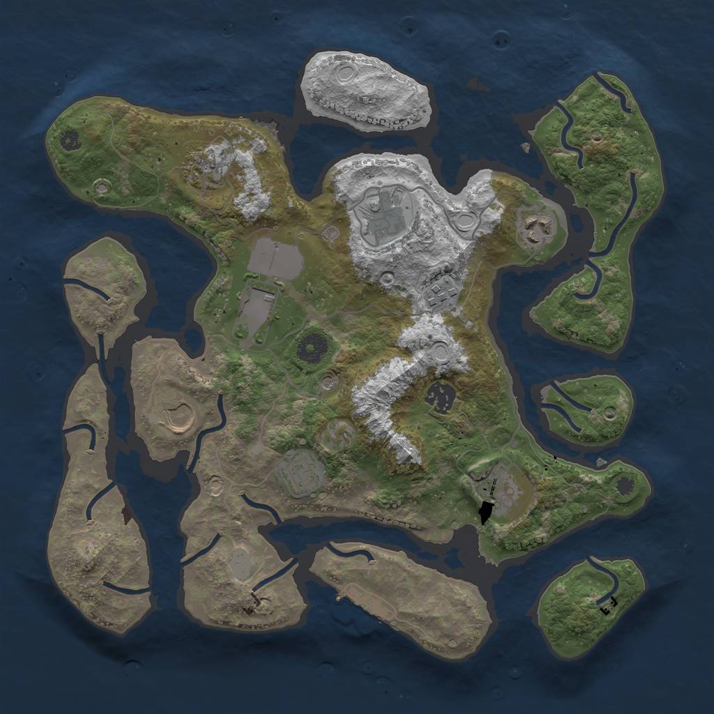 Rust Map: Procedural Map, Size: 3550, Seed: 28491, 16 Monuments