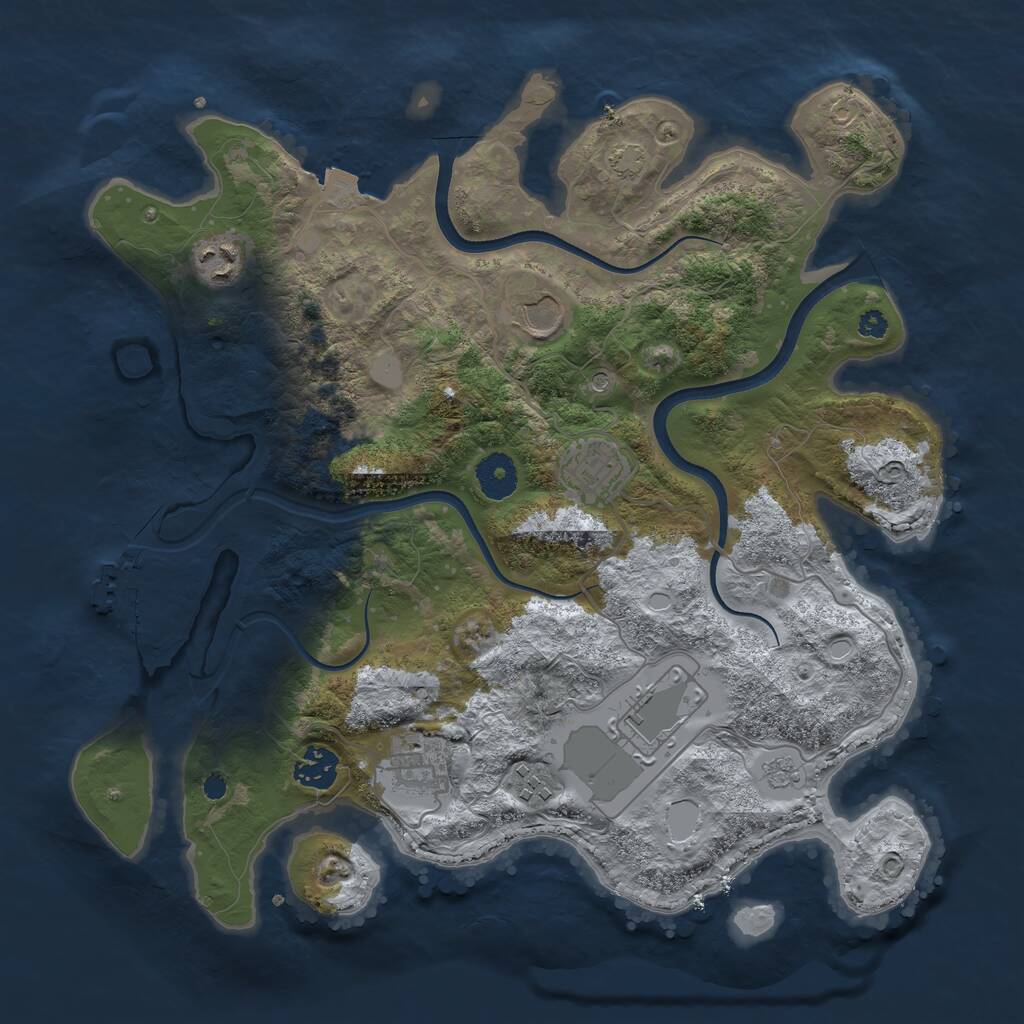 Rust Map: Procedural Map, Size: 3550, Seed: 943456, 12 Monuments