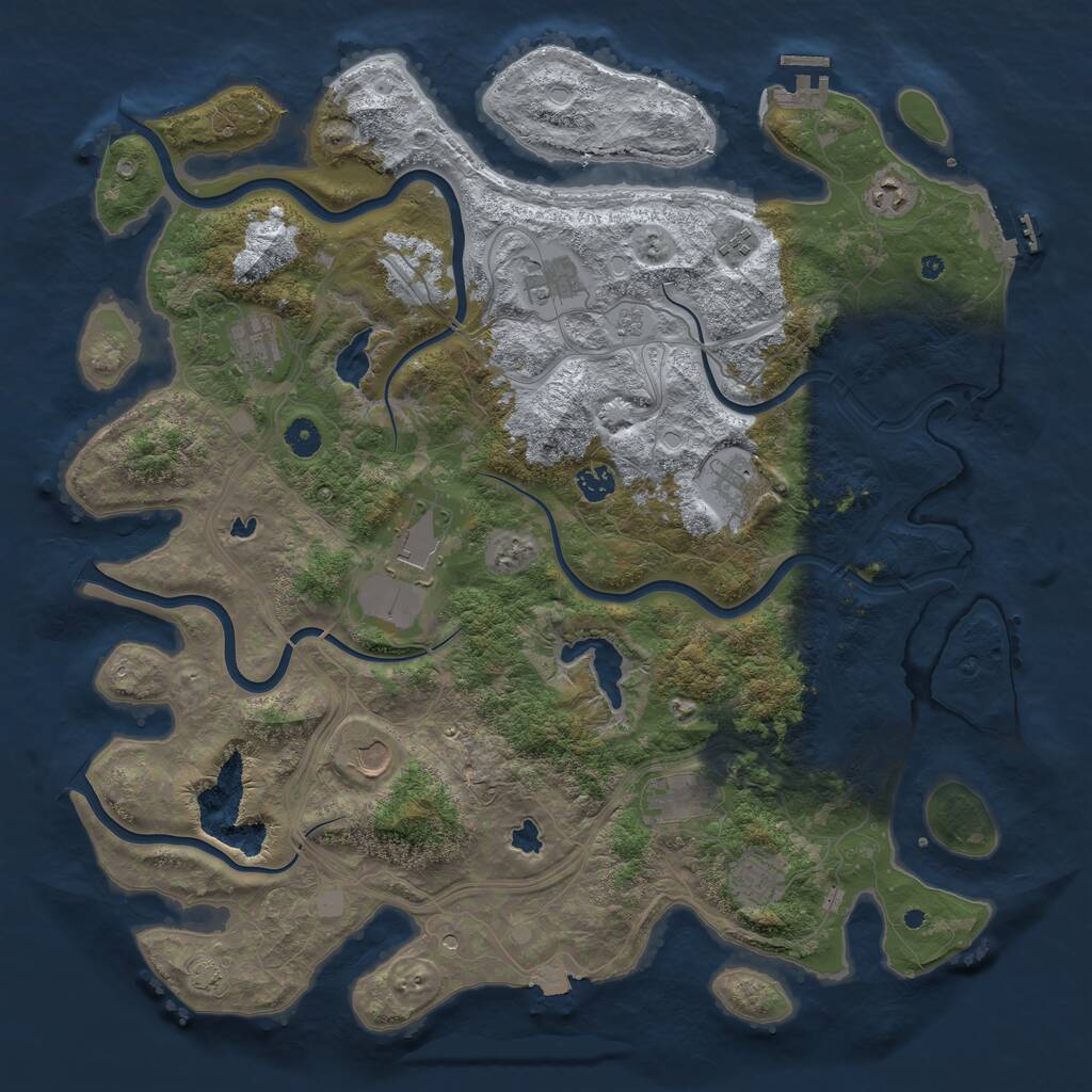 Rust Map: Procedural Map, Size: 4500, Seed: 469636, 16 Monuments