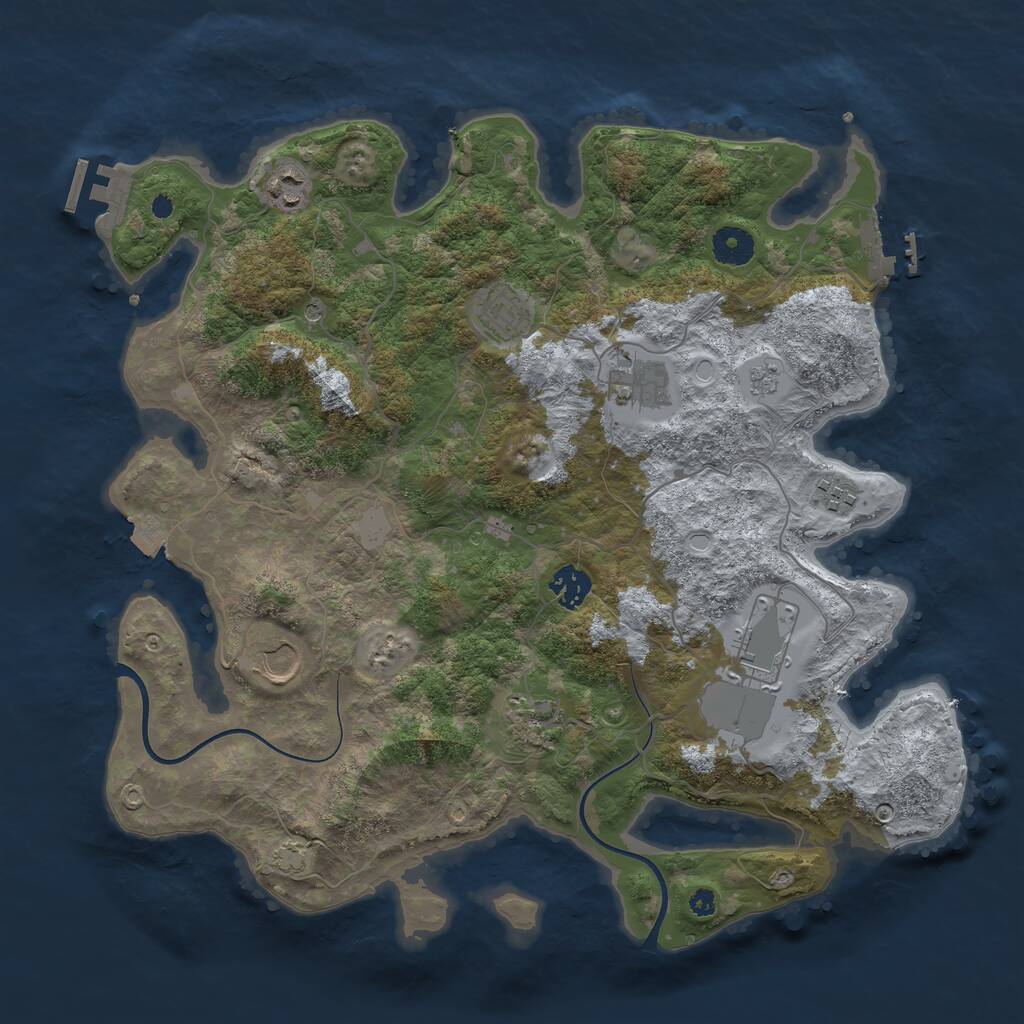 Rust Map: Procedural Map, Size: 3800, Seed: 9153351, 14 Monuments