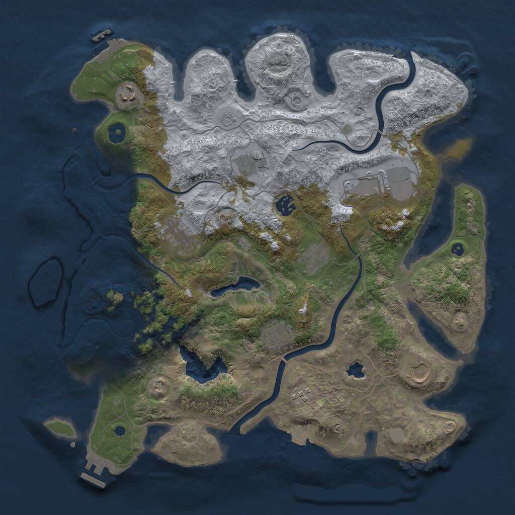 Rust Map: Procedural Map, Size: 4000, Seed: 493877, 15 Monuments
