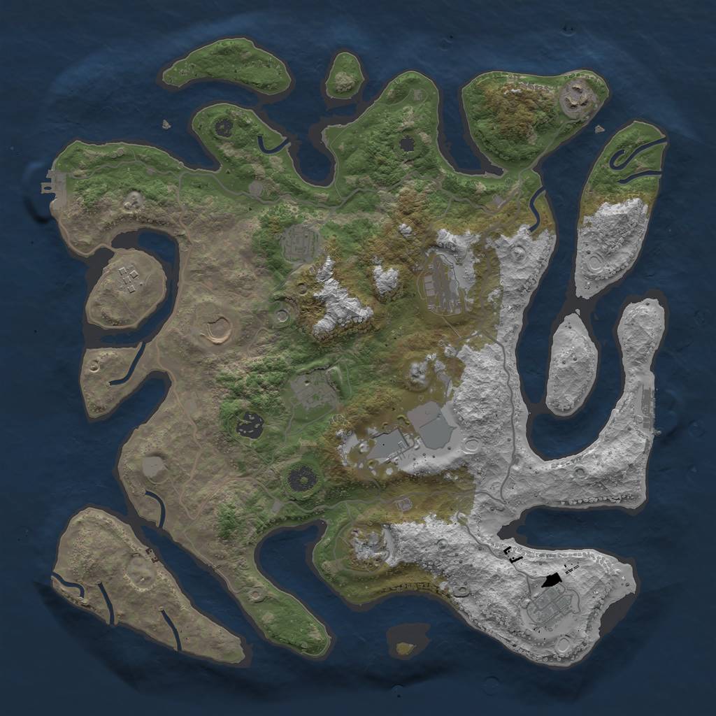 Rust Map: Procedural Map, Size: 4000, Seed: 83858068, 18 Monuments