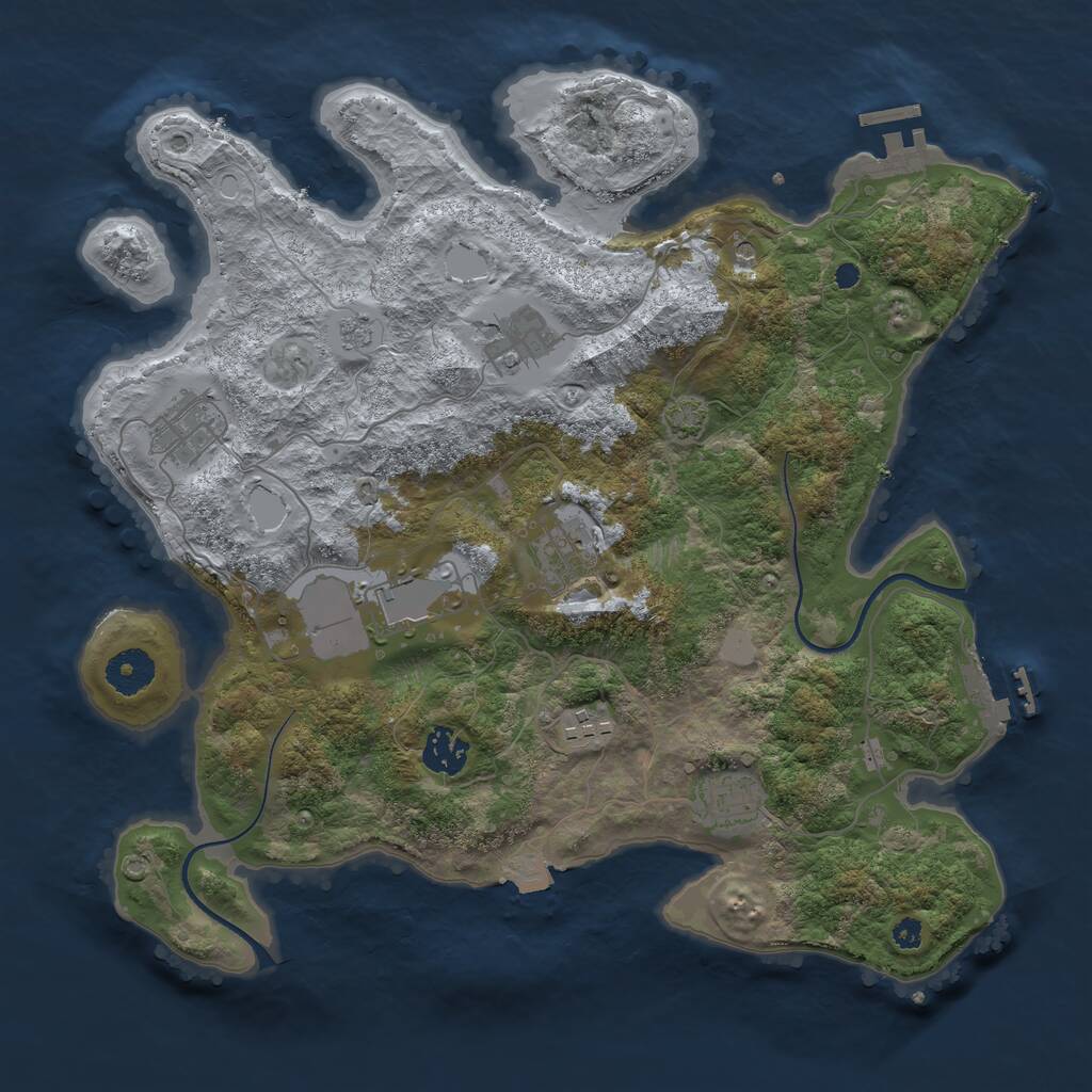 Rust Map: Procedural Map, Size: 3550, Seed: 485038, 13 Monuments