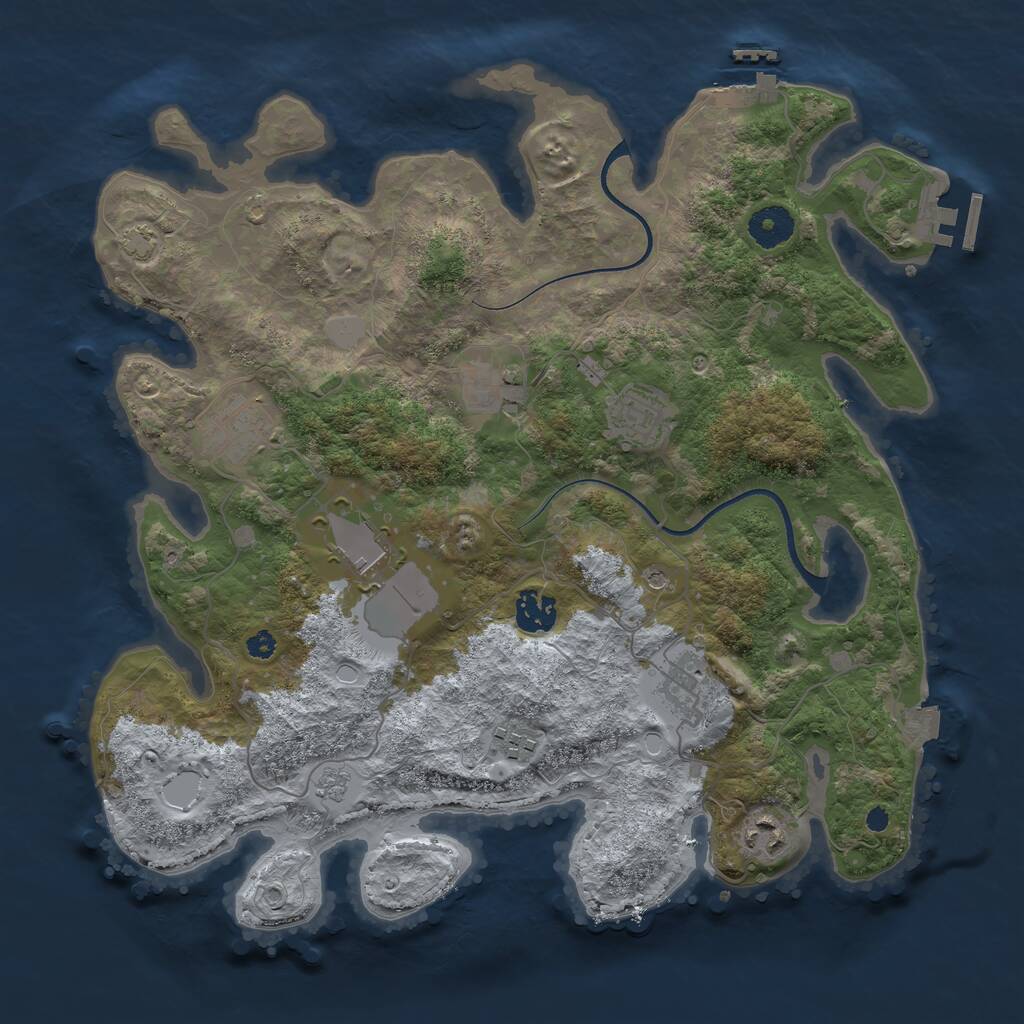 Rust Map: Procedural Map, Size: 3600, Seed: 723288325, 14 Monuments