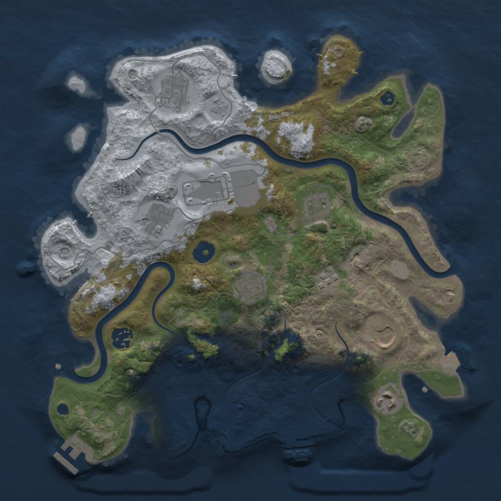 Rust Map: Procedural Map, Size: 3500, Seed: 264057, 15 Monuments