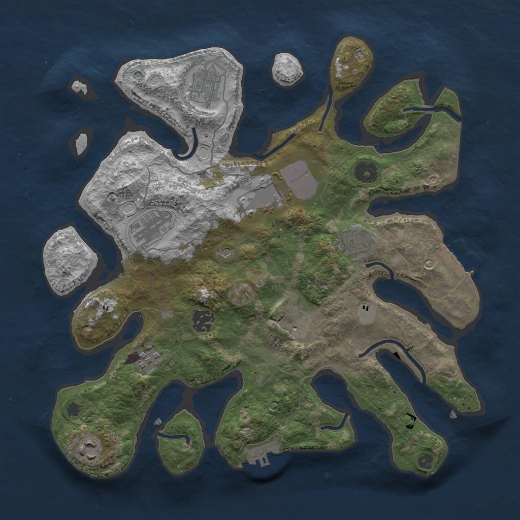 Rust Map: Procedural Map, Size: 3500, Seed: 264057, 16 Monuments