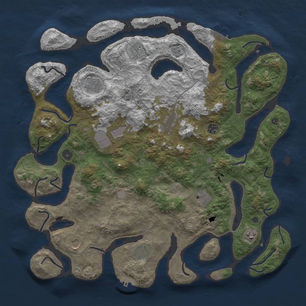 Rust Map: Procedural Map, Size: 4500, Seed: 2120493, 18 Monuments