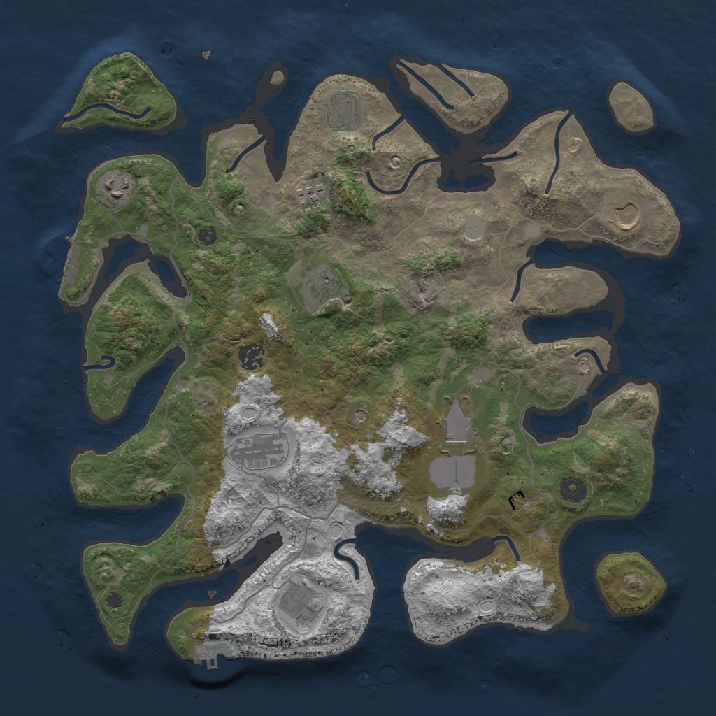 Rust Map: Procedural Map, Size: 4000, Seed: 632005, 17 Monuments