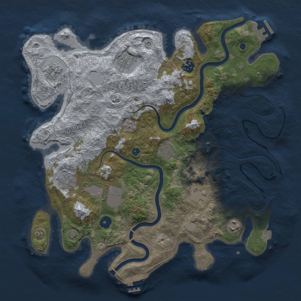 Rust Map: Procedural Map, Size: 3850, Seed: 2031872232, 15 Monuments