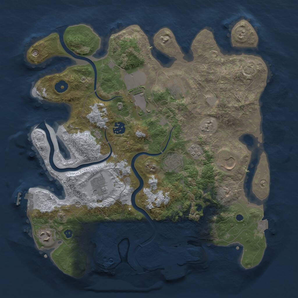 Rust Map: Procedural Map, Size: 3550, Seed: 837646, 13 Monuments