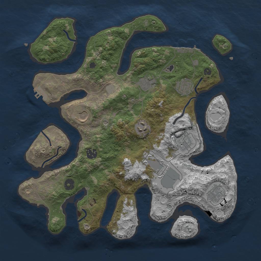 Rust Map: Procedural Map, Size: 3550, Seed: 386790, 16 Monuments