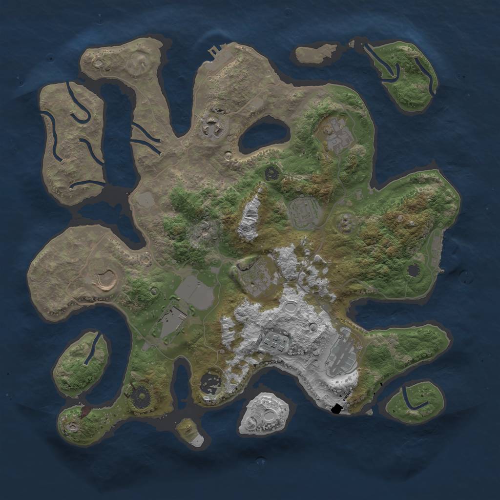 Rust Map: Procedural Map, Size: 3550, Seed: 668430, 16 Monuments