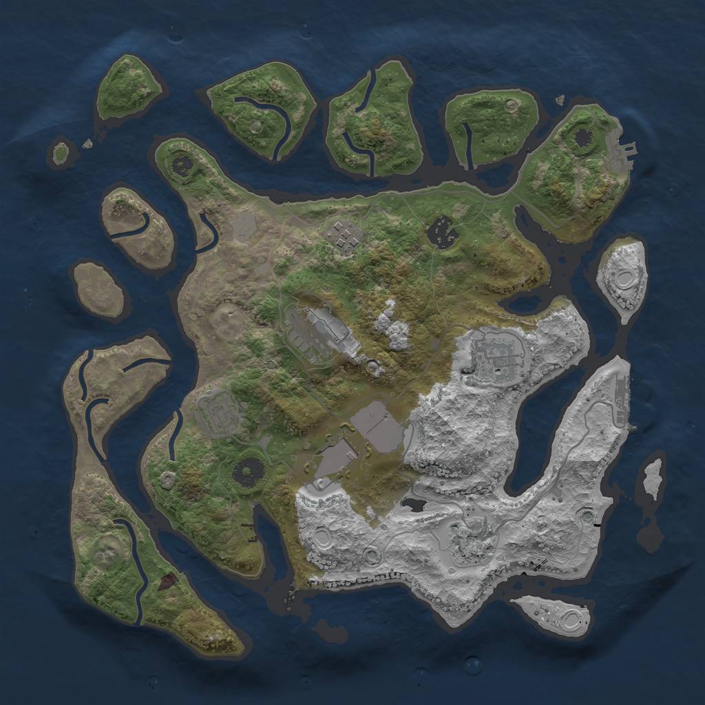 Rust Map: Procedural Map, Size: 3500, Seed: 927818722, 14 Monuments