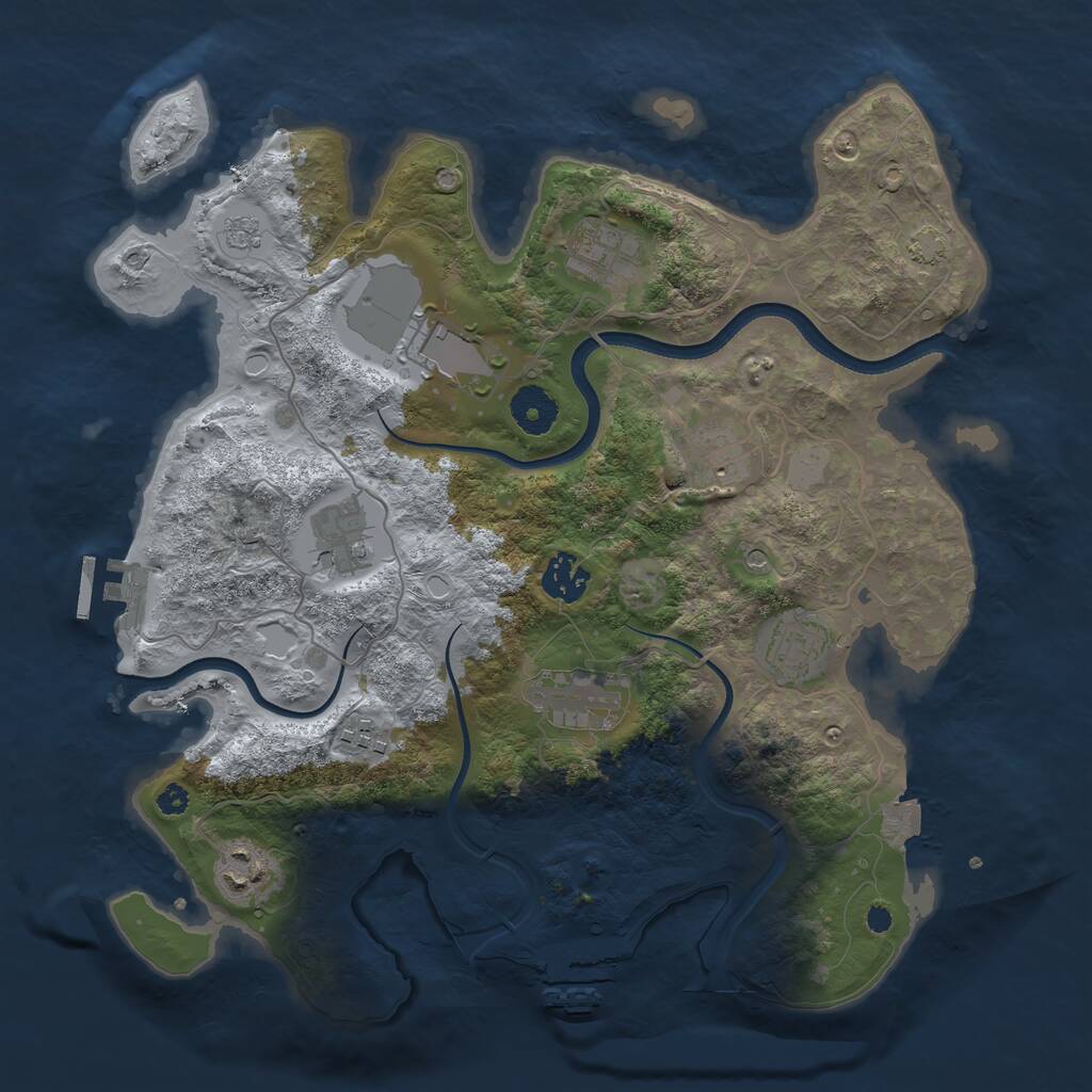 Rust Map: Procedural Map, Size: 3500, Seed: 665820, 15 Monuments