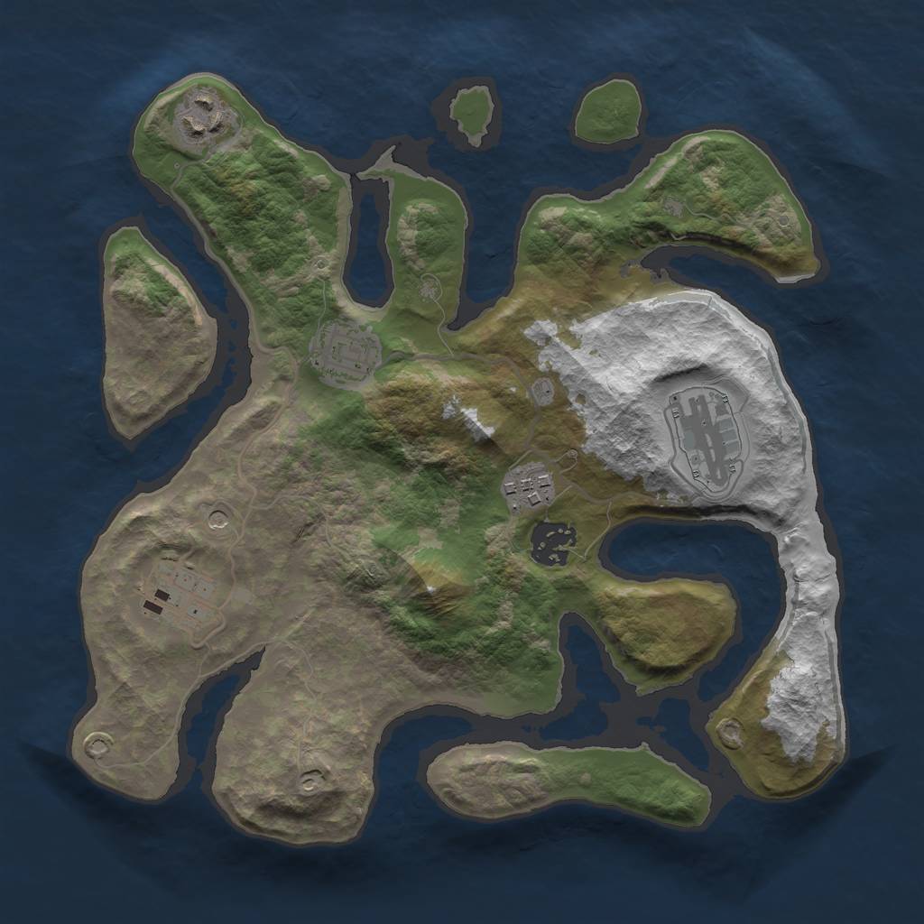 Rust Map: Barren, Size: 3000, Seed: 1656801559, 9 Monuments