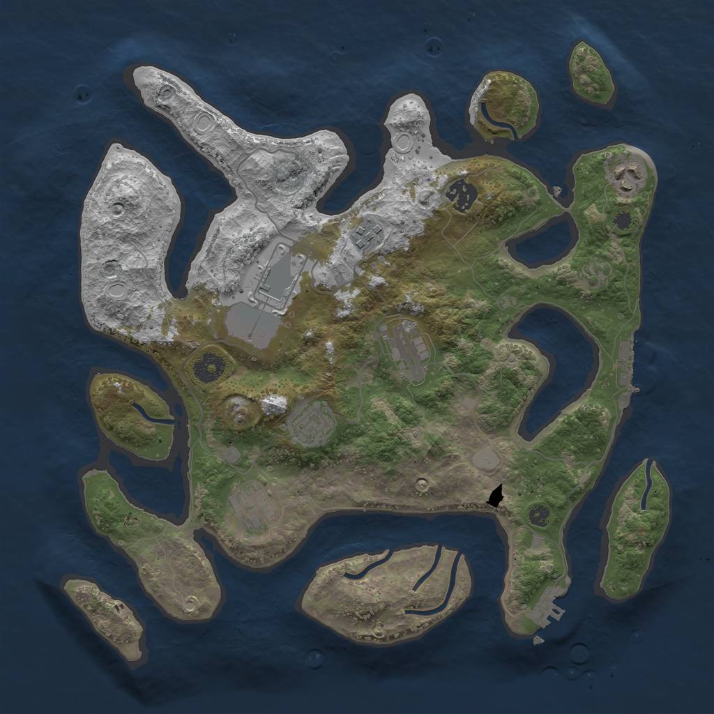 Rust Map: Procedural Map, Size: 3550, Seed: 883352, 14 Monuments