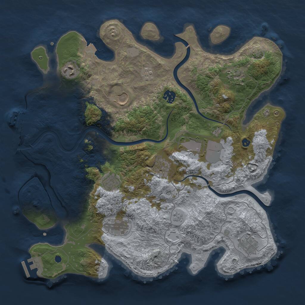 Rust Map: Procedural Map, Size: 3676, Seed: 8000000, 16 Monuments