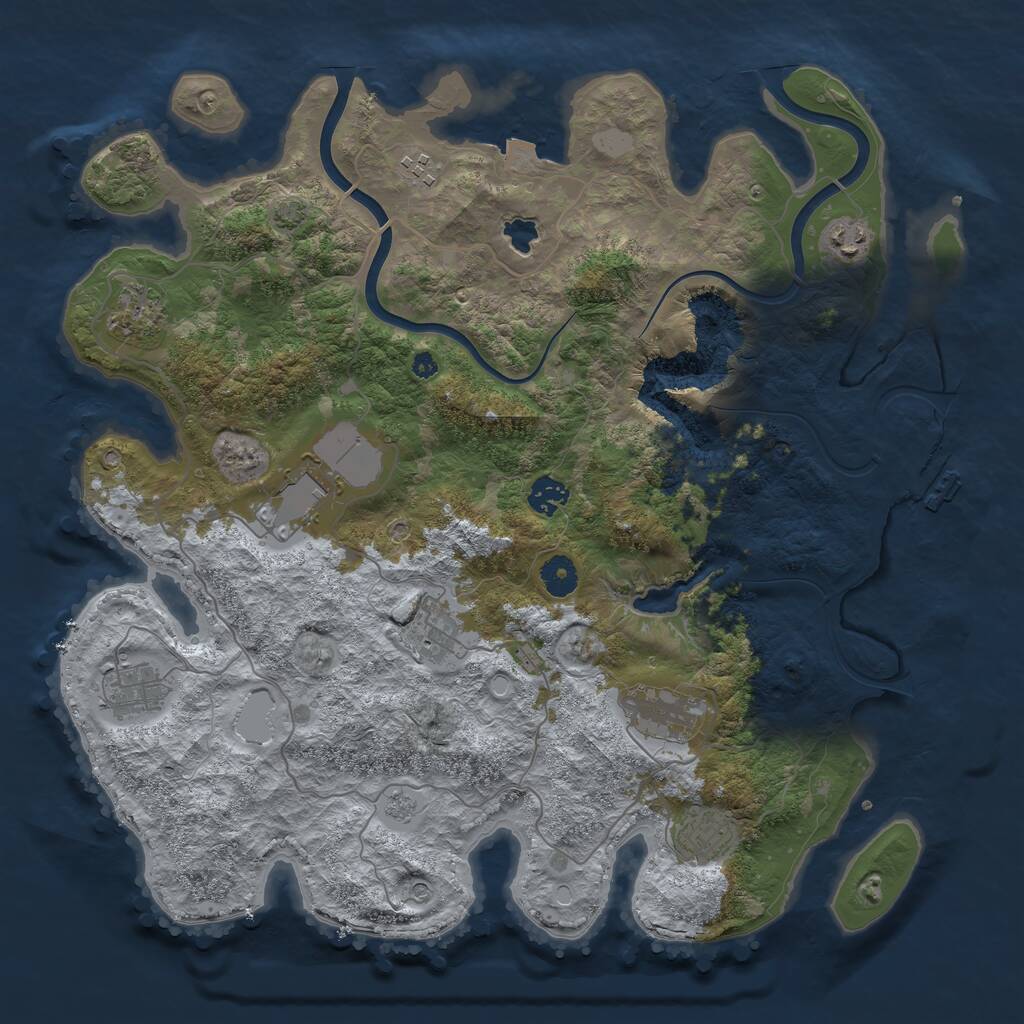 Rust Map: Procedural Map, Size: 4000, Seed: 1925129, 14 Monuments
