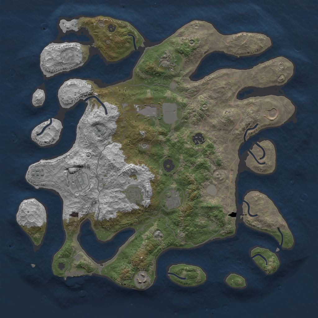 Rust Map: Procedural Map, Size: 4000, Seed: 140493, 16 Monuments
